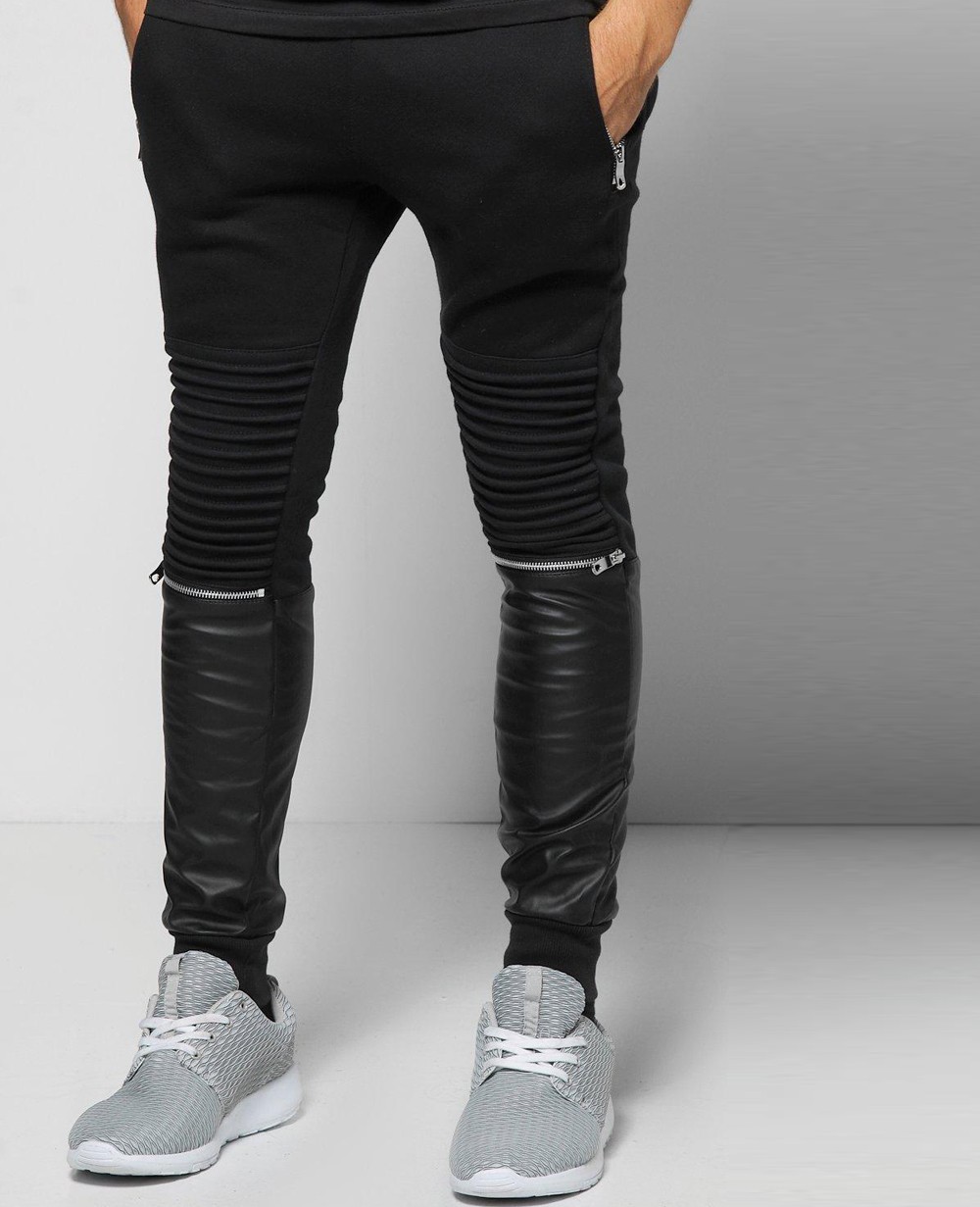 Black biker joggers mens clearance