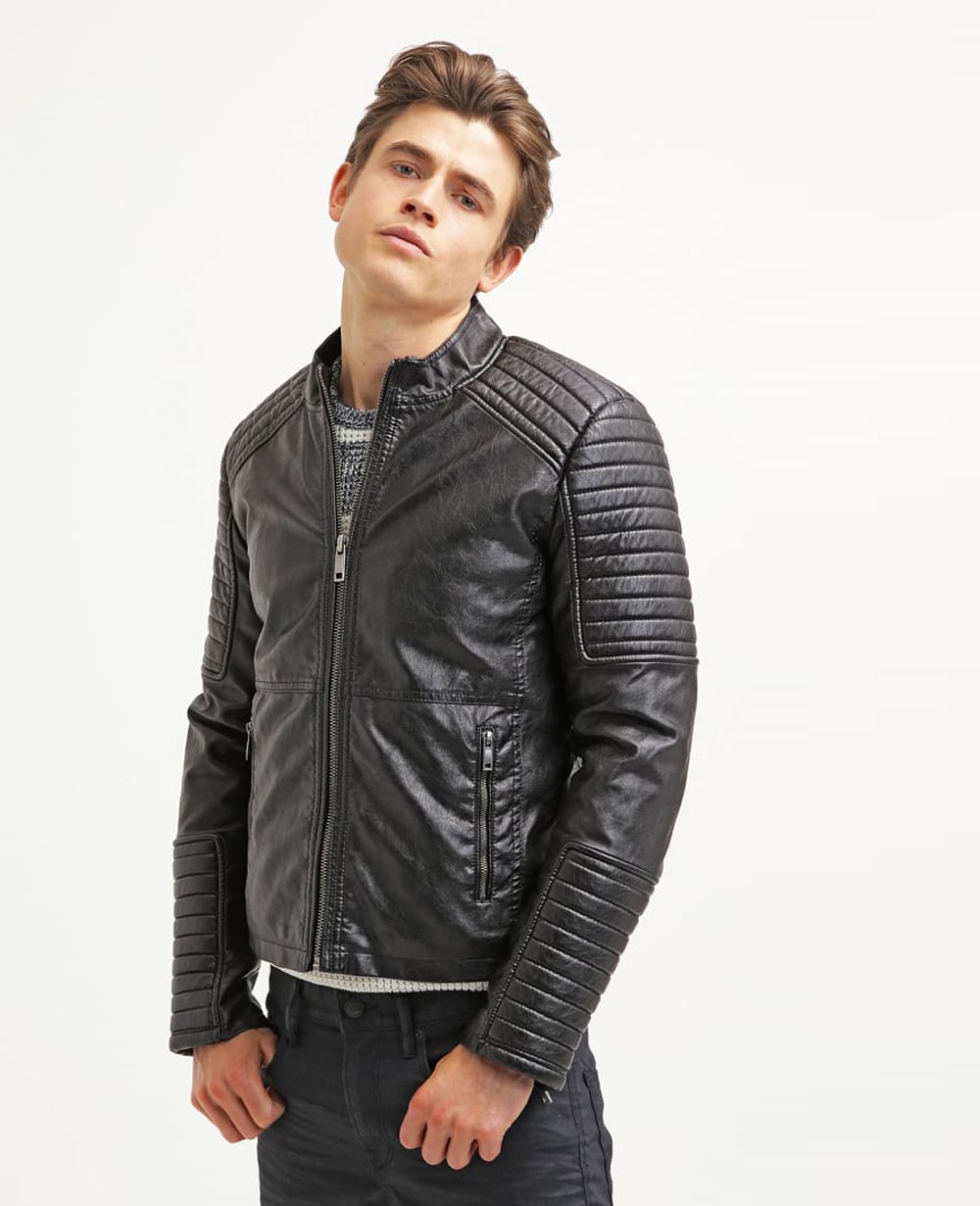 Faux leather jacket black