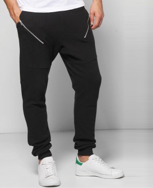 SKINNY FIT PIQUE JOGGER WITH SLANTED ZIP