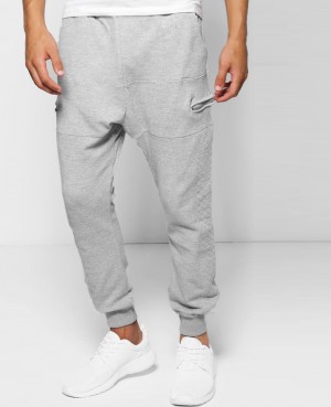 SKINNY FIT WAFFLE JOGGERS WITH PANEL AND ZIPS