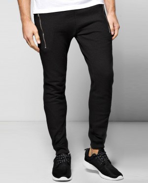 SKINNY FIT WAFFLE JOGGERS WITH ZIP POCKETS