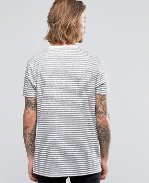 Longline Stripe T-Shirt In GreyWhite