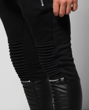 SKINNY FIT BIKER JOGGERS WITH ZIP POCKETS