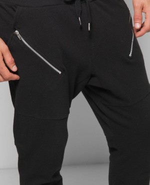 SKINNY FIT PIQUE JOGGER WITH SLANTED ZIP