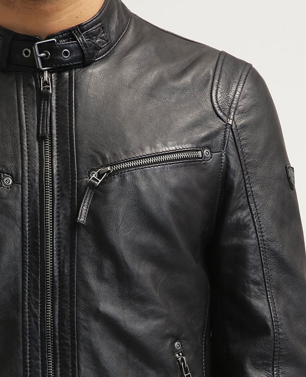Leather jacket schwarz